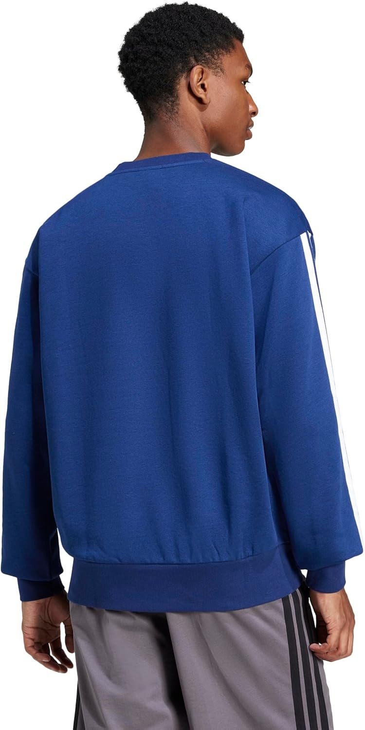 image:imageadidas Essentials Fleece 3Stripes SweatshirtDark BlueWhite