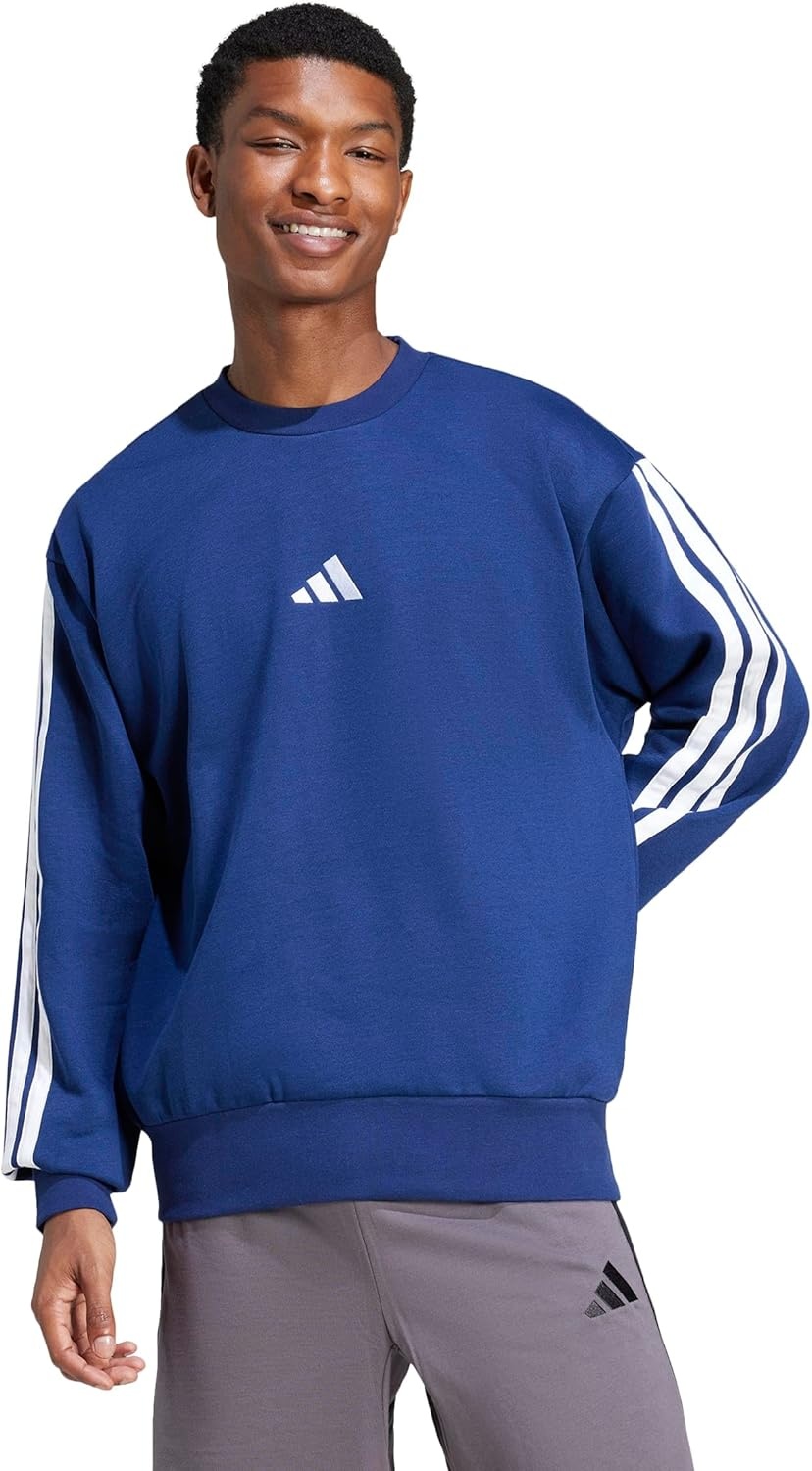 image:imageadidas Essentials Fleece 3Stripes SweatshirtDark BlueWhite