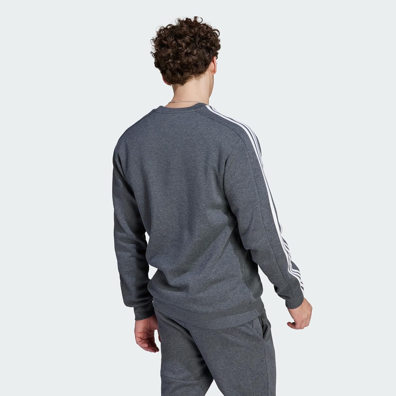 image:imageadidas Essentials Fleece 3Stripes SweatshirtDark Grey Heather