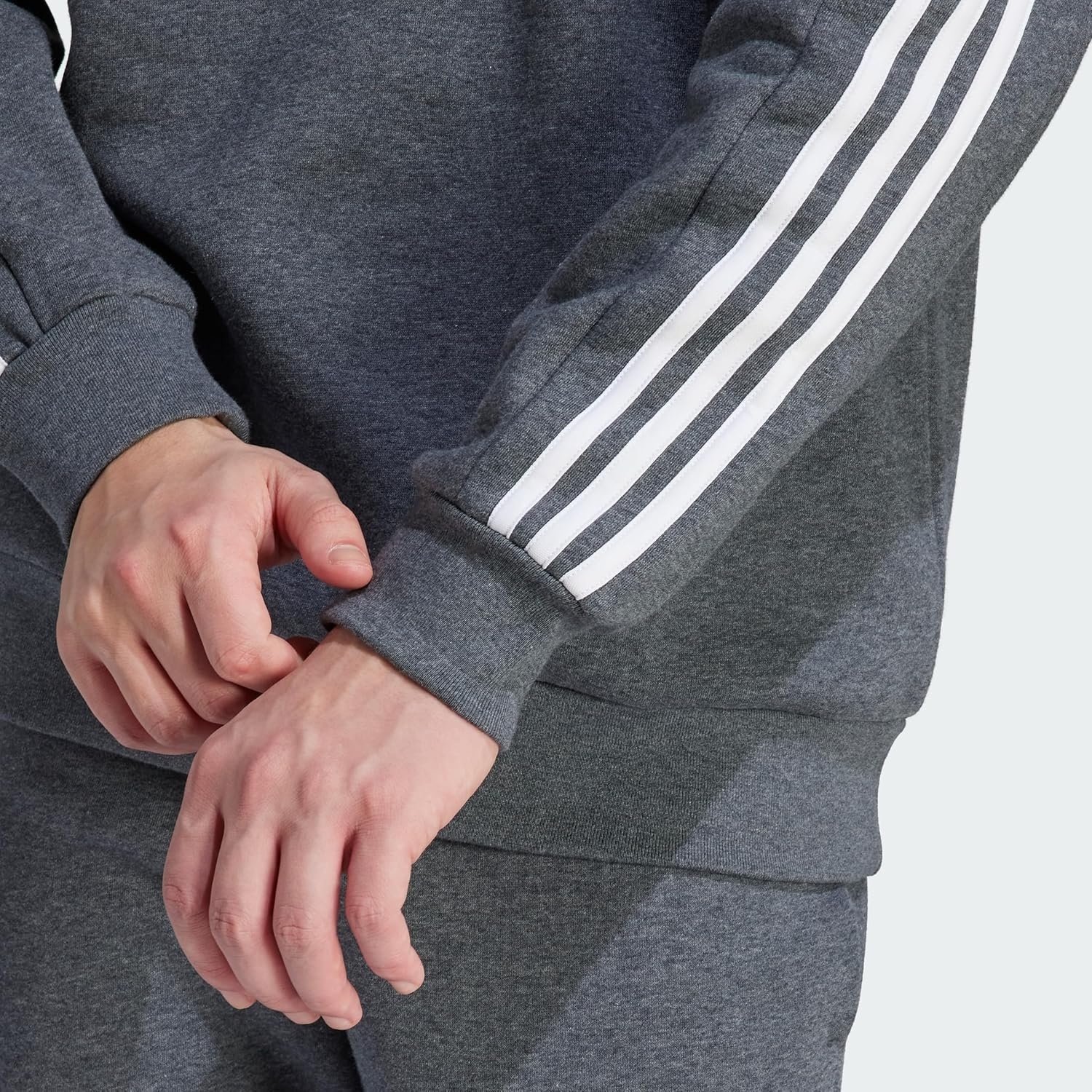 image:imageadidas Essentials Fleece 3Stripes SweatshirtDark Grey Heather