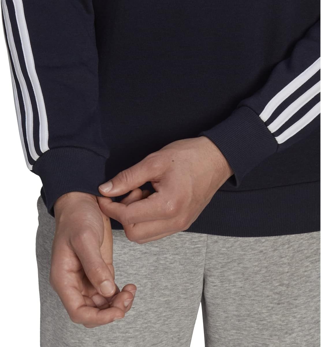 image:imageadidas Essentials Fleece 3Stripes SweatshirtInkWhite