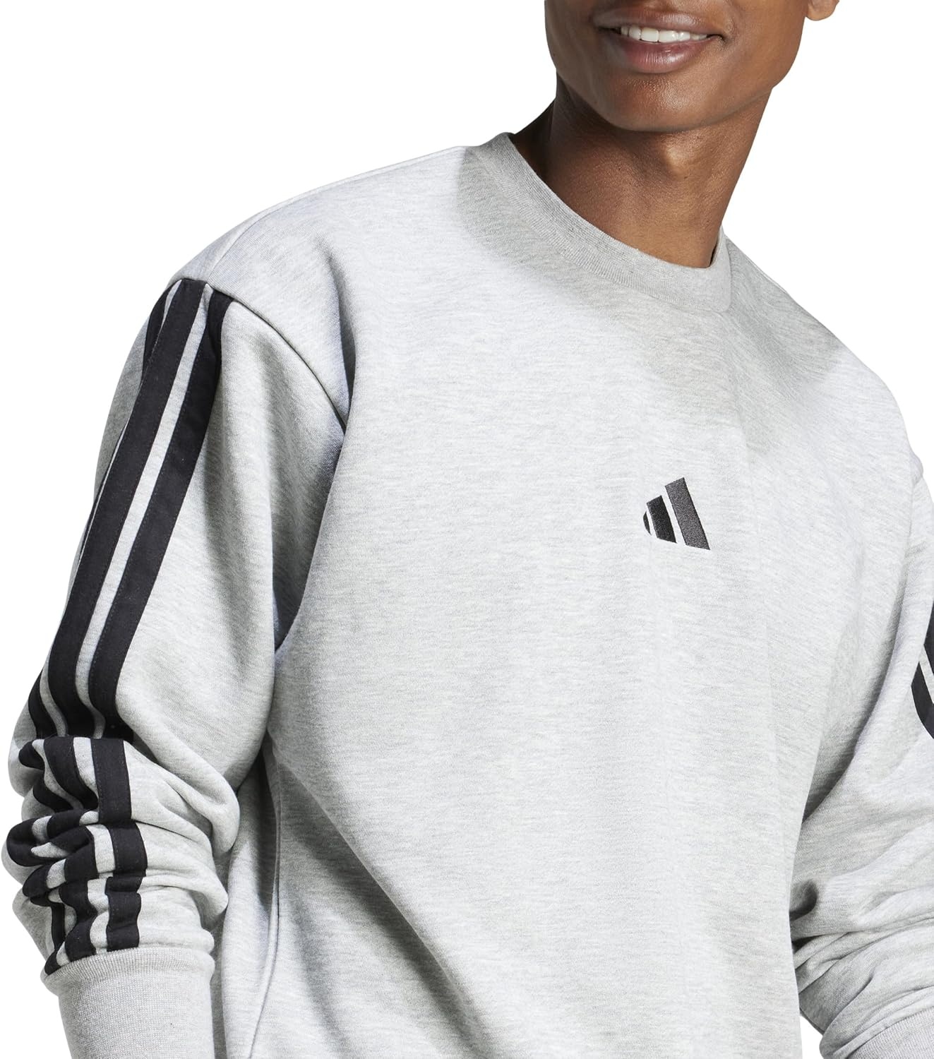 image:imageadidas Essentials Fleece 3Stripes SweatshirtMedium Grey Heather