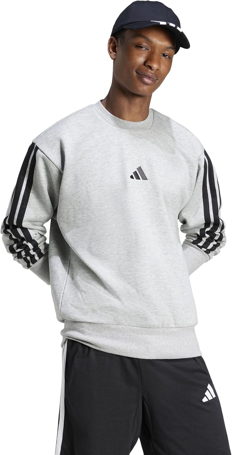 image:imageadidas Essentials Fleece 3Stripes SweatshirtMedium Grey Heather