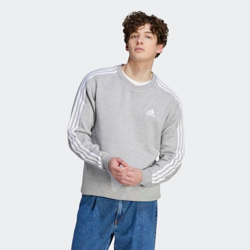 image:imageadidas Essentials Fleece 3Stripes SweatshirtMedium Grey Heather2021