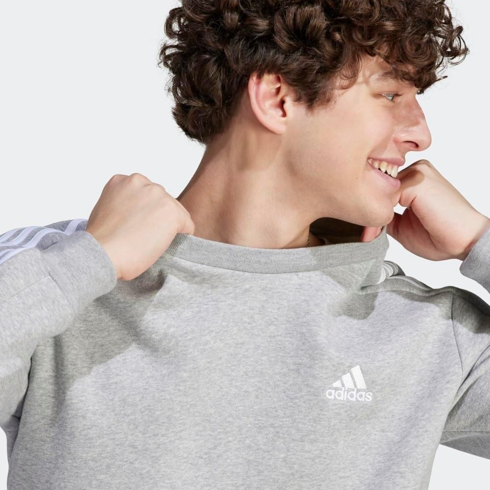 image:imageadidas Essentials Fleece 3Stripes SweatshirtMedium Grey Heather2021