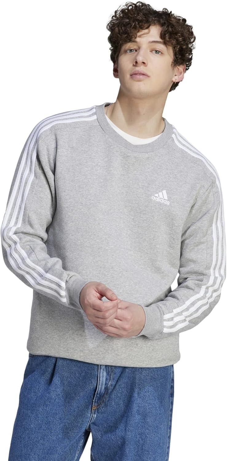 image:imageadidas Essentials Fleece 3Stripes SweatshirtMedium Grey Heather2021