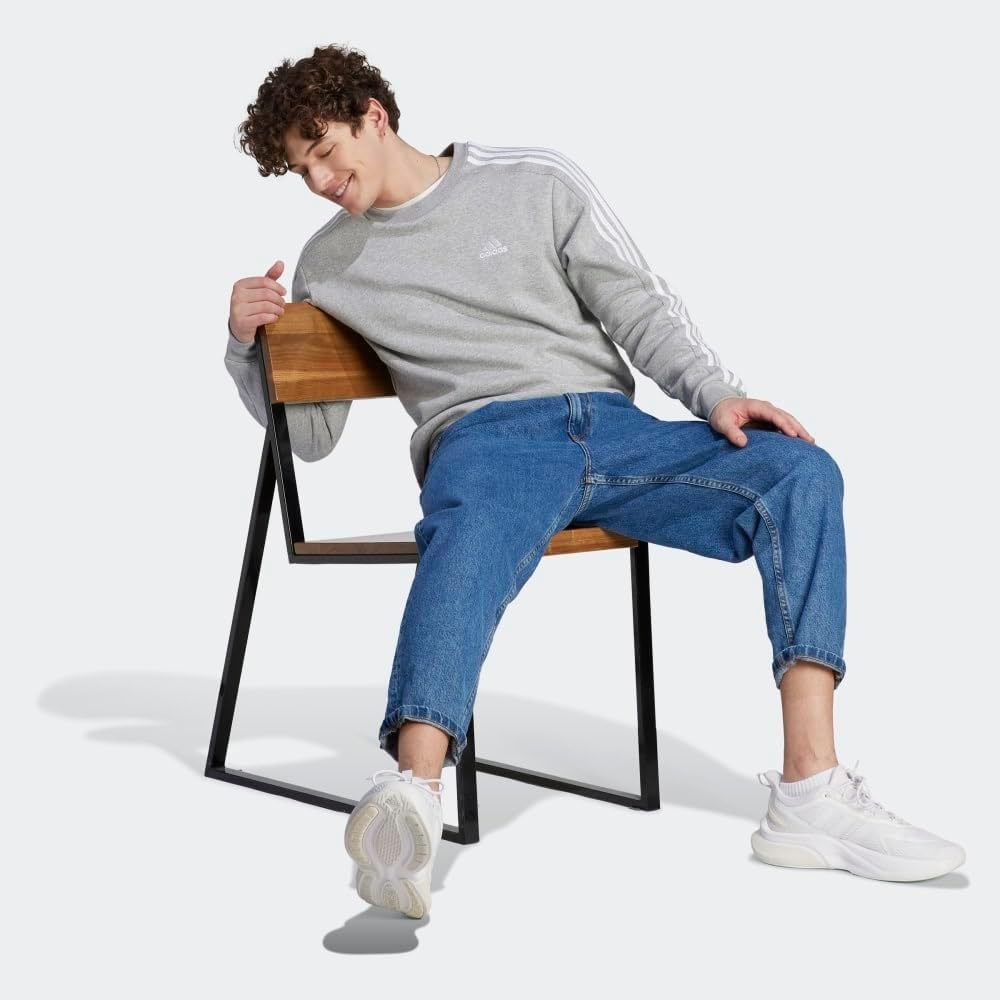 image:imageadidas Essentials Fleece 3Stripes SweatshirtMedium Grey Heather2021