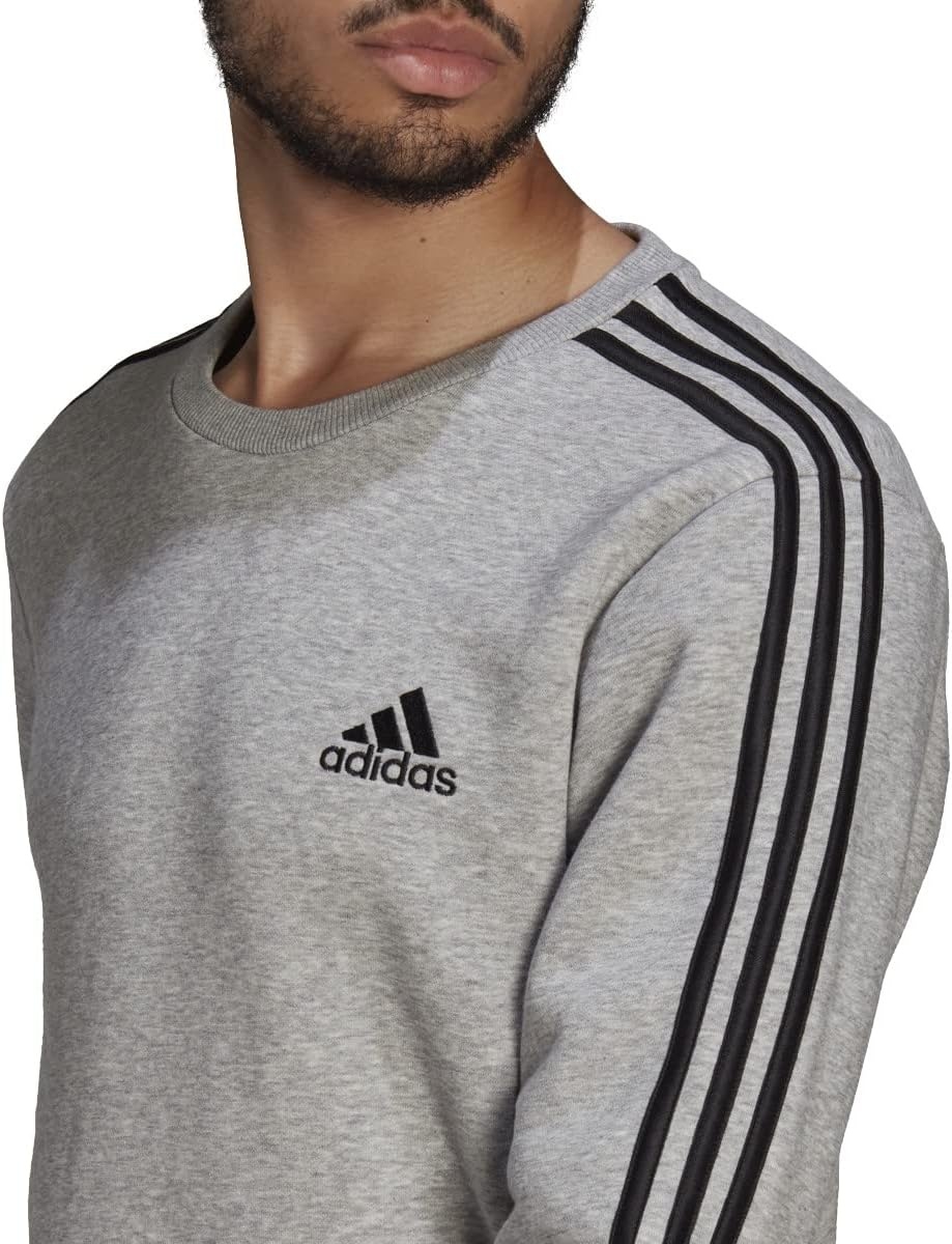 image:imageadidas Essentials Fleece 3Stripes SweatshirtMedium Grey HeatherBlack