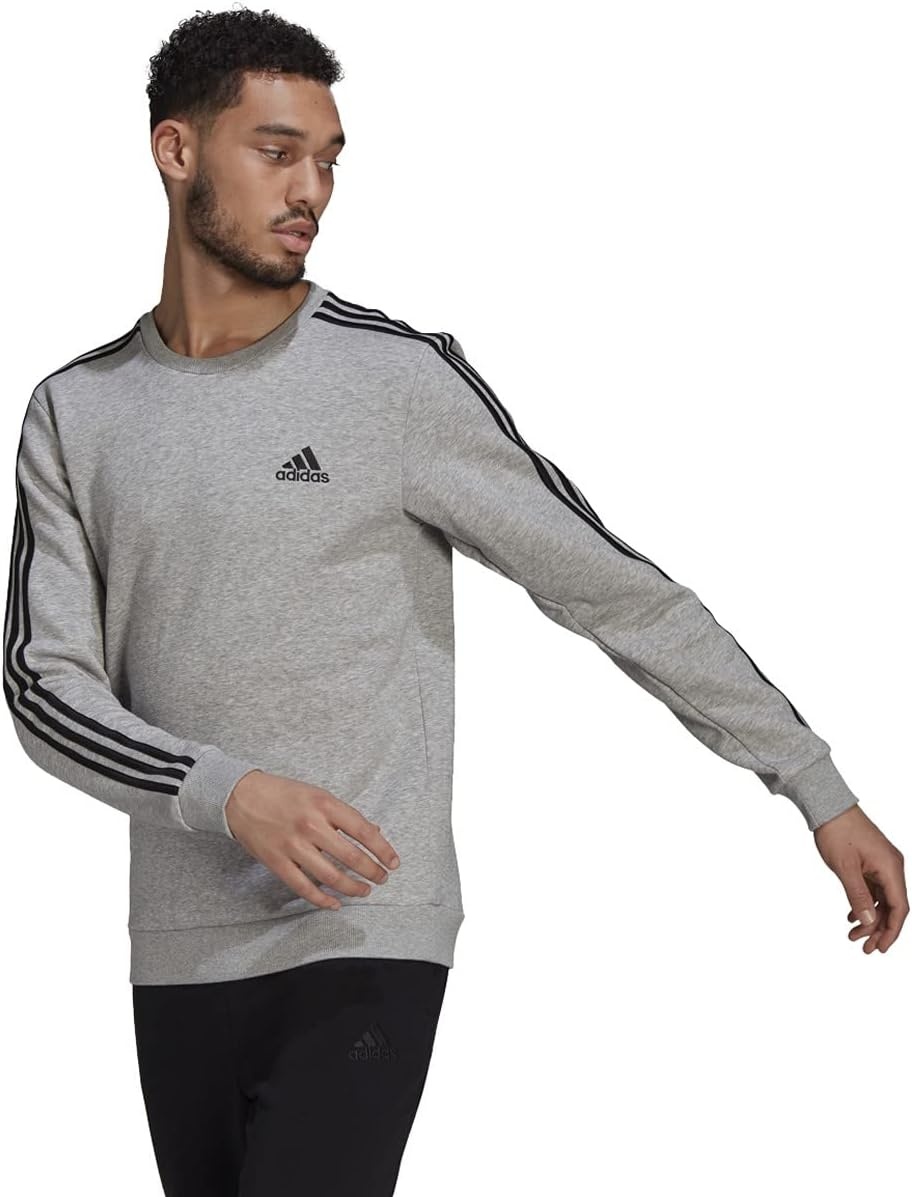 image:imageadidas Essentials Fleece 3Stripes SweatshirtMedium Grey HeatherBlack