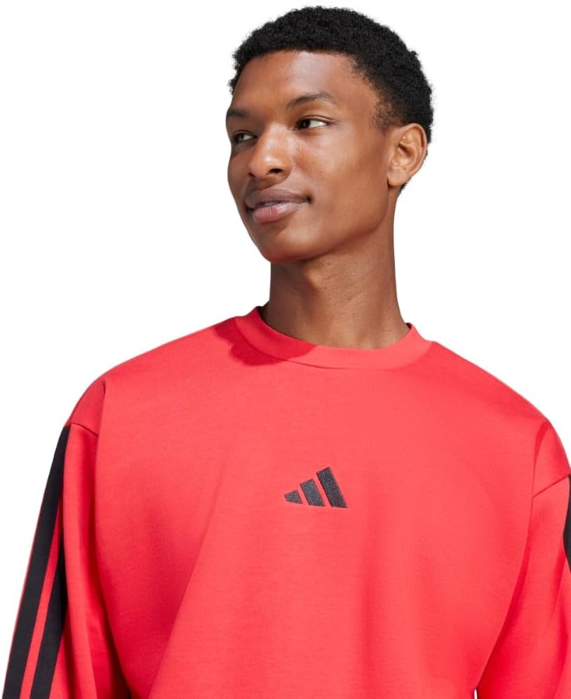 image:imageadidas Essentials Fleece 3Stripes SweatshirtPure RubyBlack