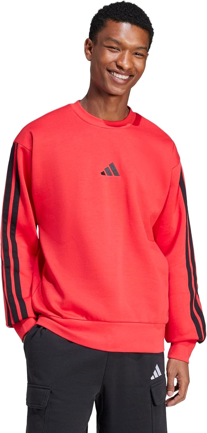 image:imageadidas Essentials Fleece 3Stripes SweatshirtPure RubyBlack