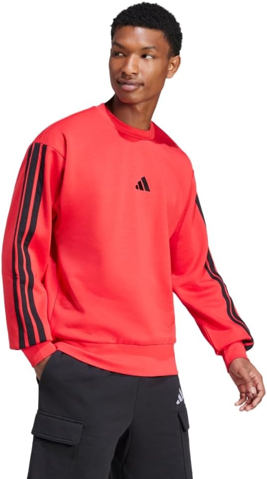 image:imageadidas Essentials Fleece 3Stripes SweatshirtPure RubyBlack