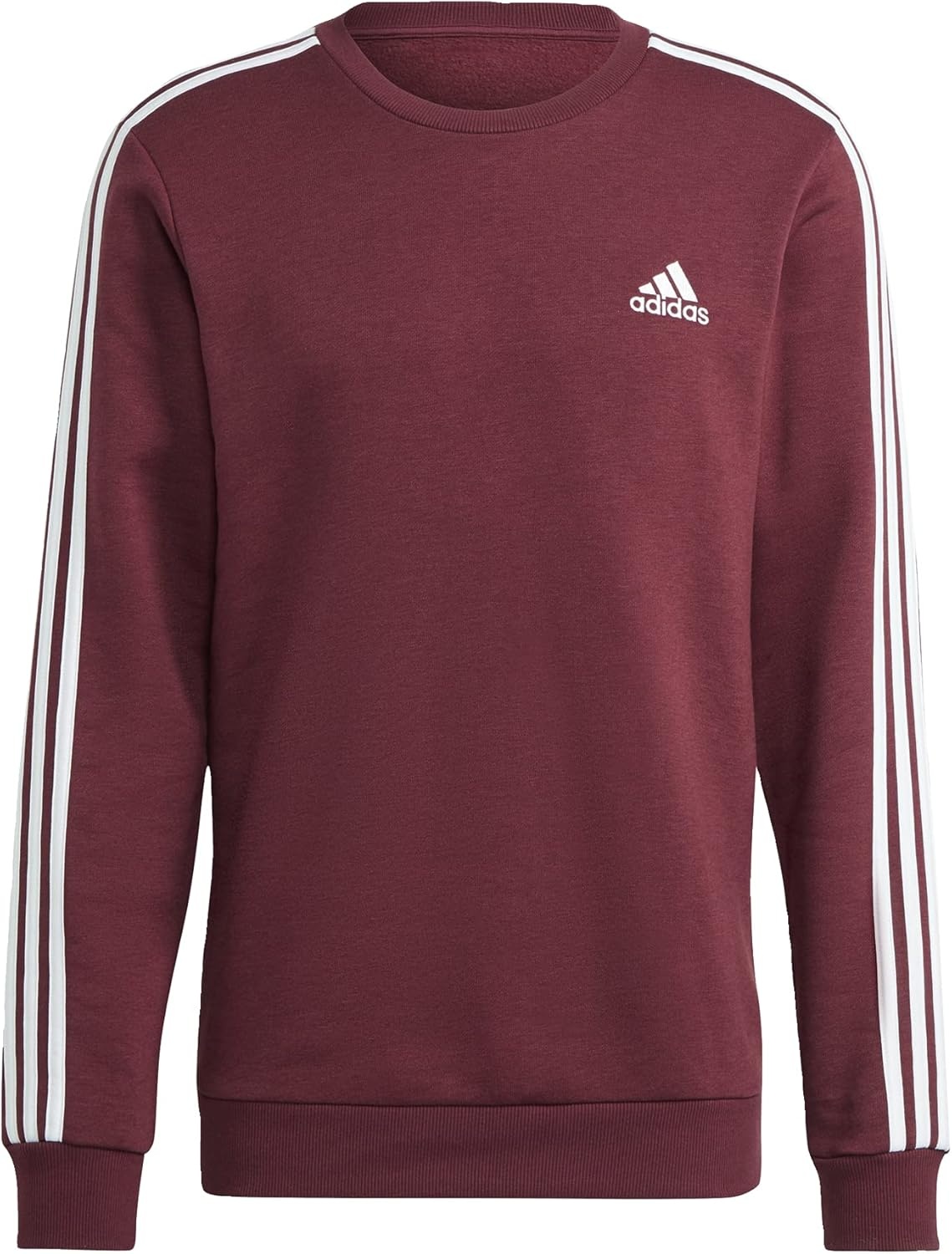 image:imageadidas Essentials Fleece 3Stripes SweatshirtVictory CrimsonWhite