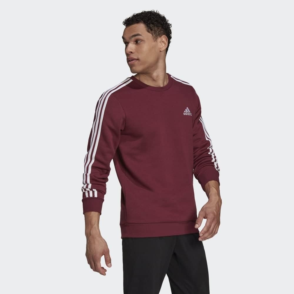 image:imageadidas Essentials Fleece 3Stripes SweatshirtVictory CrimsonWhite
