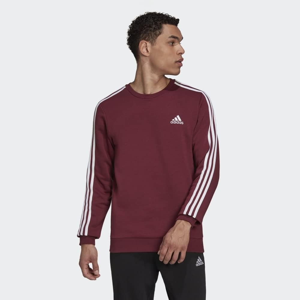 image:imageadidas Essentials Fleece 3Stripes SweatshirtVictory CrimsonWhite