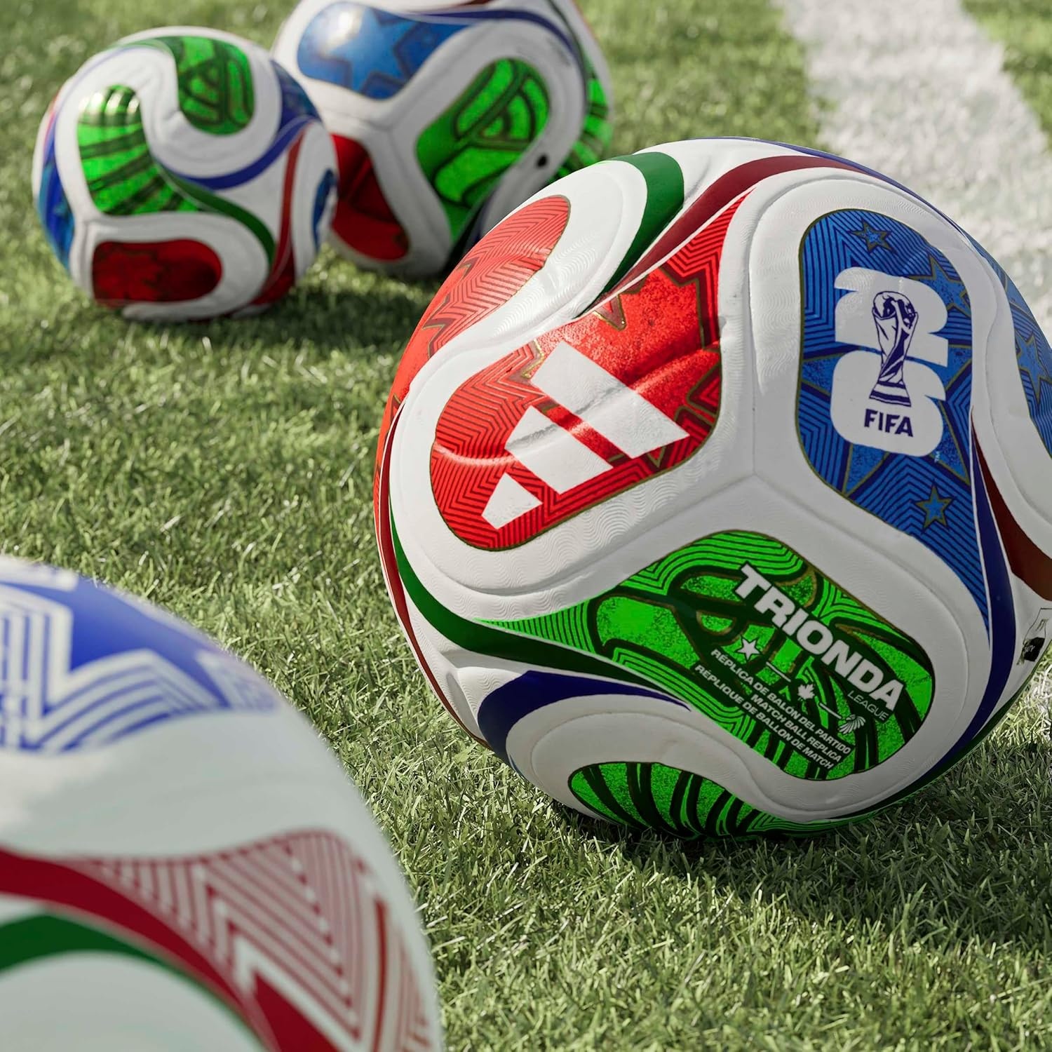 image:imageadidas FIFA World Cup 26 Trionda Host Nation League Soccer BallWhiteTeam Royal BlueSolar BluePower Red League