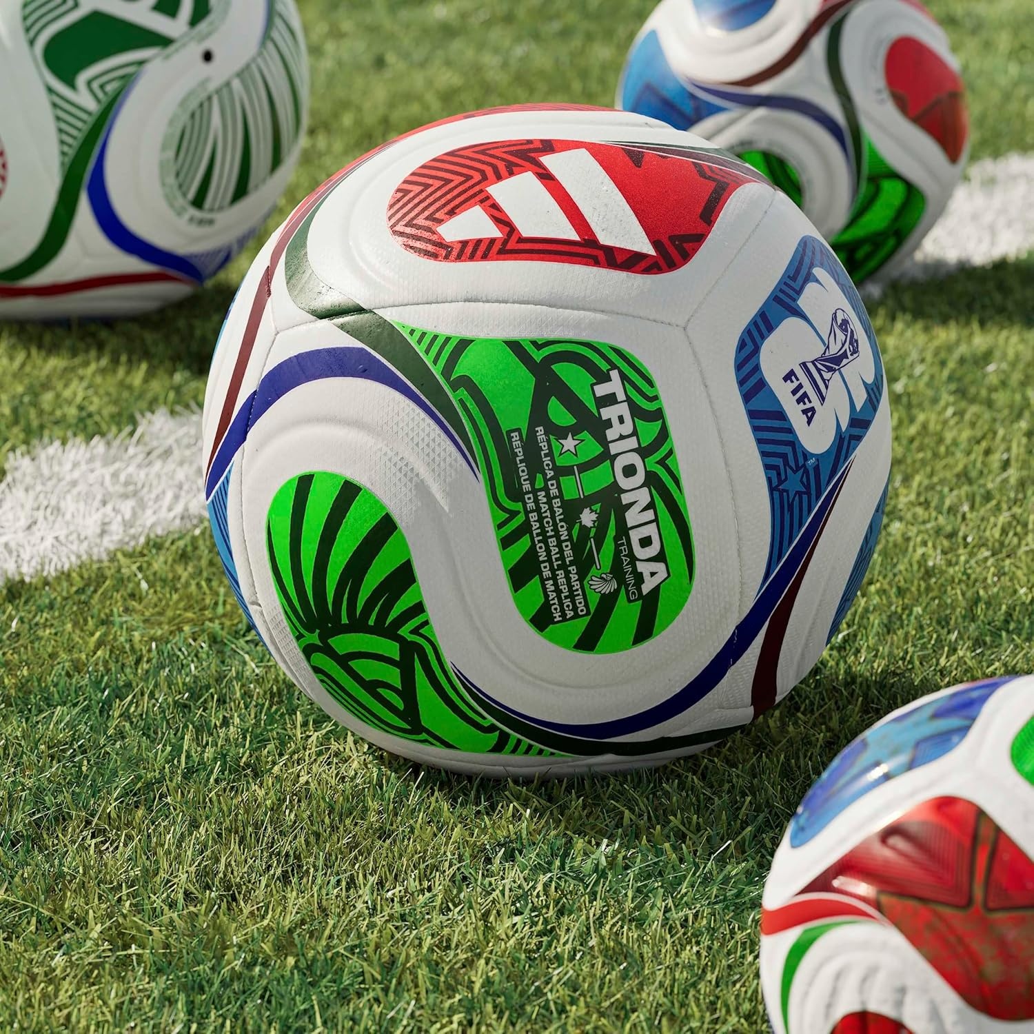 image:imageadidas FIFA World Cup 26 Trionda Host Nation League Soccer BallWhiteTeam Royal BlueSolar BluePower Red Training