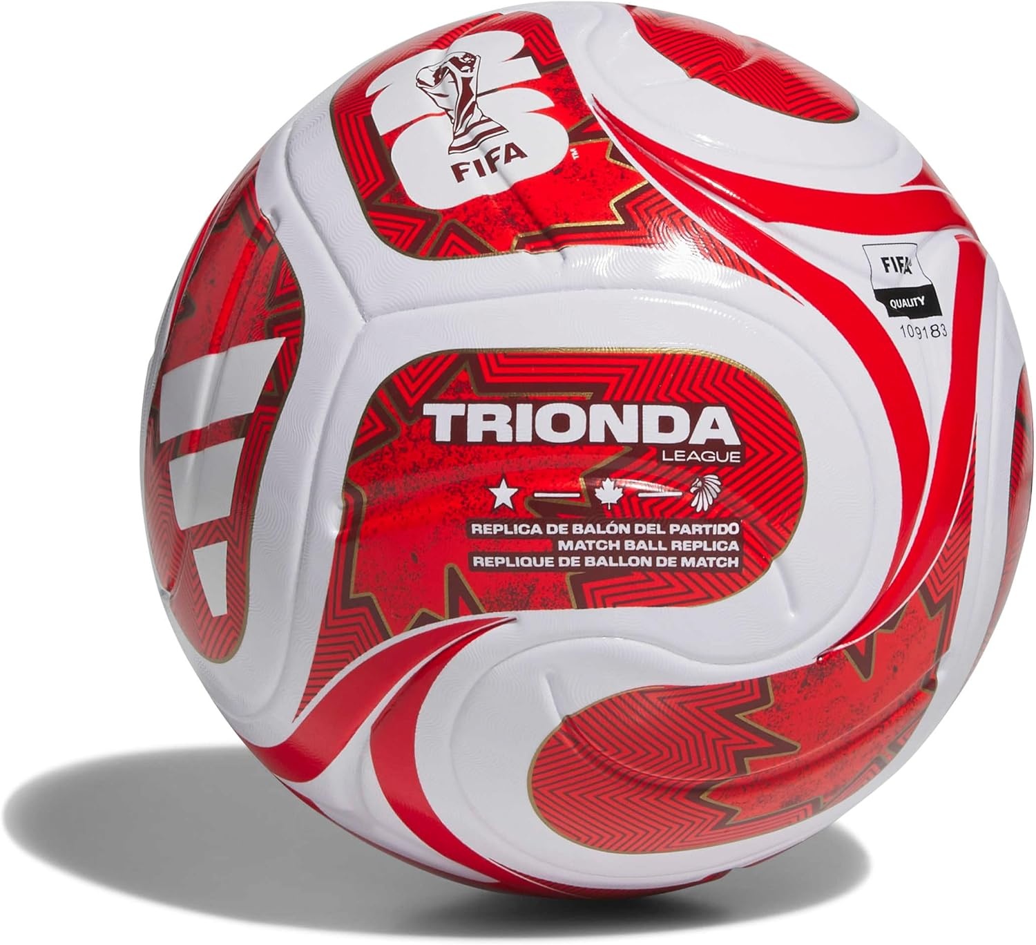 image:imageadidas FIFA World Cup 26 Trionda Host Nation League Soccer BallWhiteVivid RedPower RedRedCanada