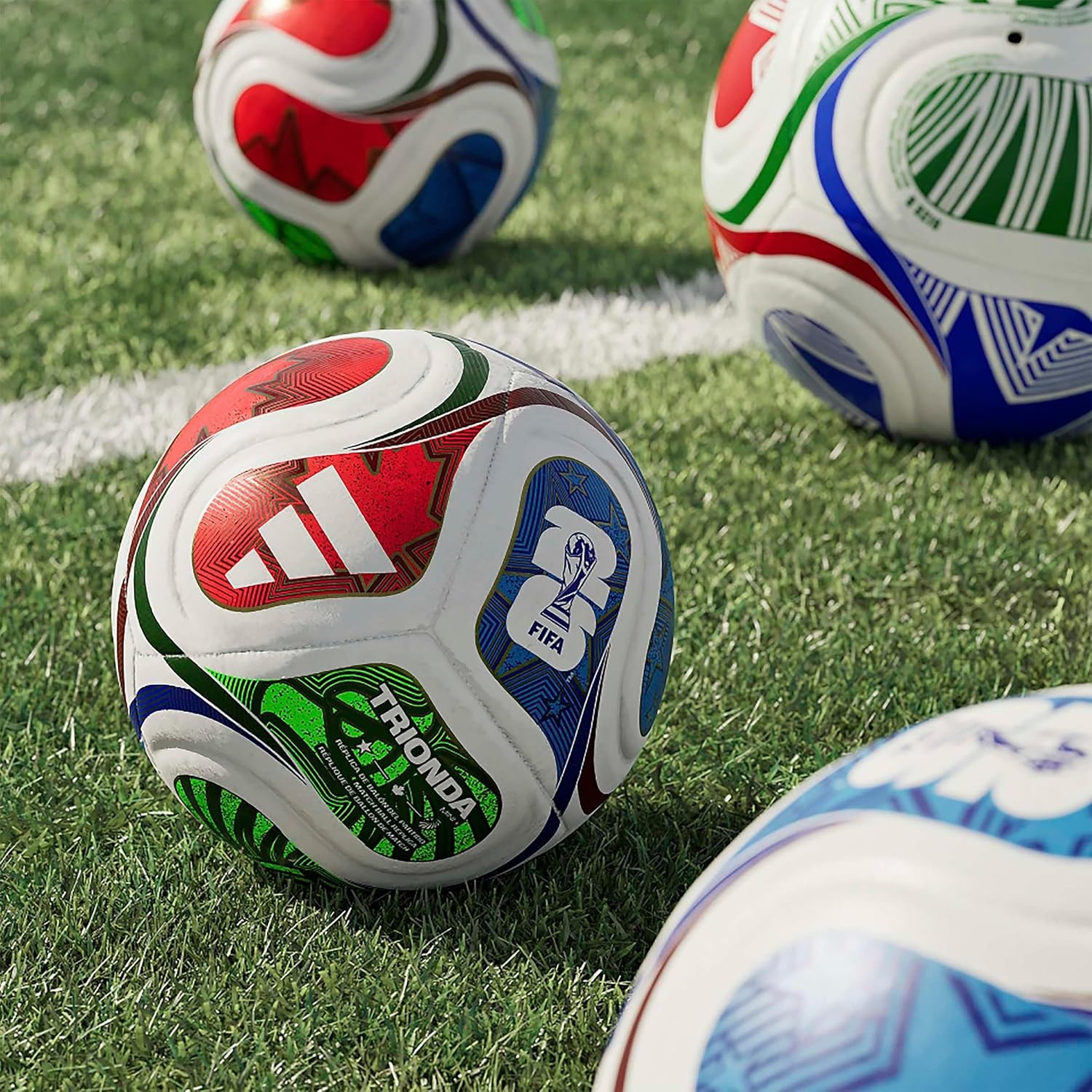image:imageadidas FIFA World Cup 26 Trionda Mini Soccer BallWhiteTeam Royal BlueSolar BluePower RedPlus
