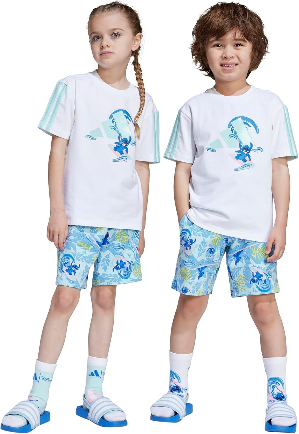 image:imageadidas Kids Disney Lilo and Stitch Tshirt SetWhiteSemi Flash Aqua