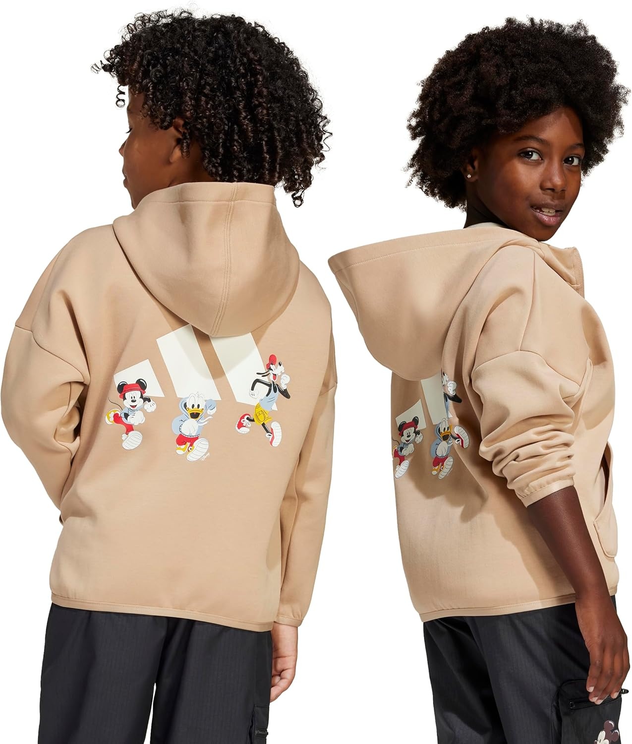 image:imageadidas Kids Disney Mickey Mouse Hooded Track TopWarm SandstoneOff White