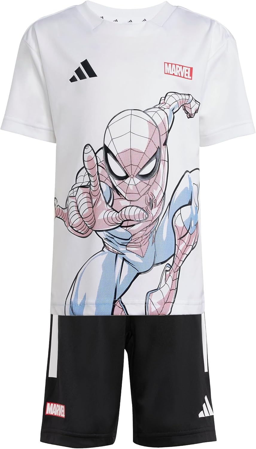 image:imageadidas Kids Marvel SpiderMan TShirt SetSpidermanWhiteBlack
