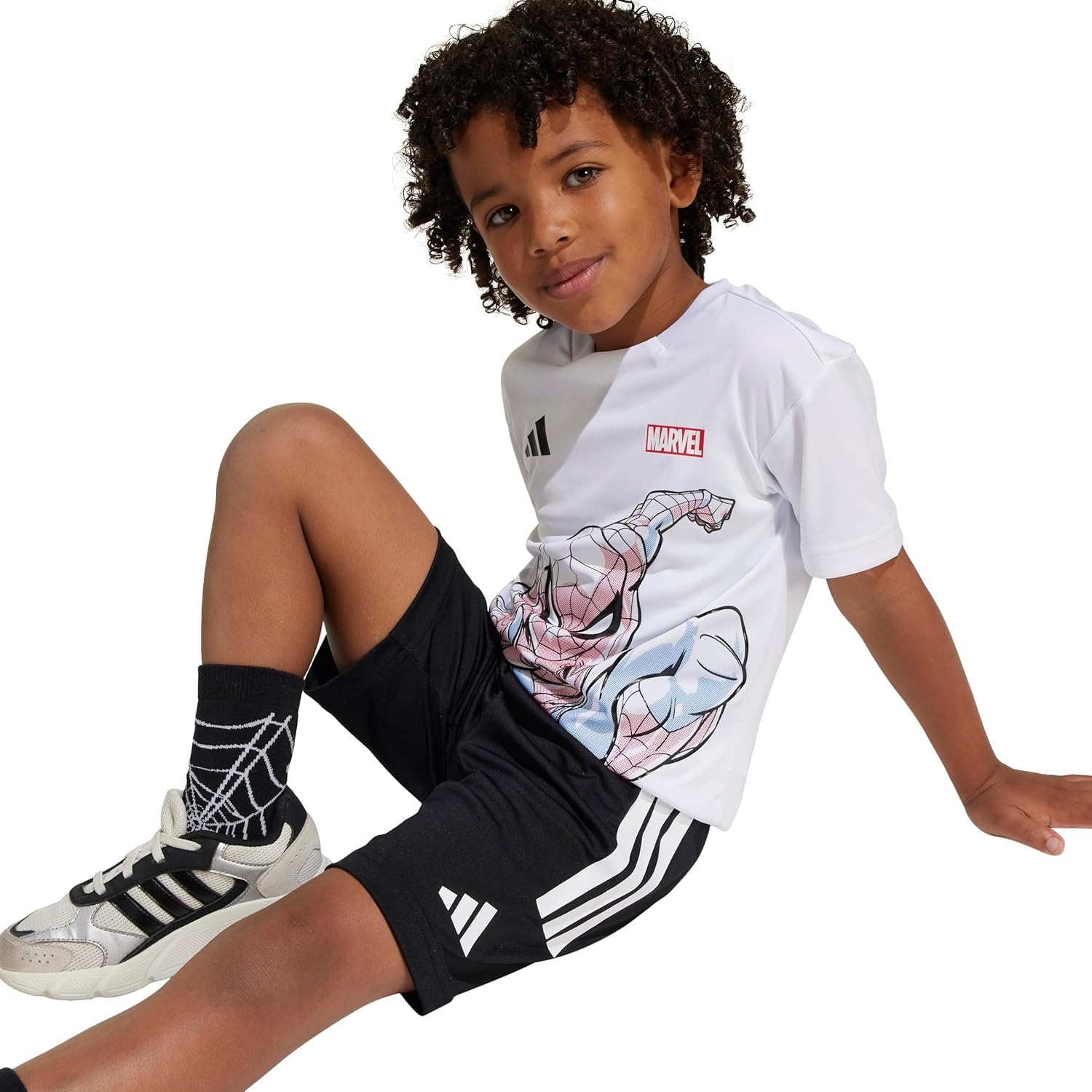 image:imageadidas Kids Marvel SpiderMan TShirt SetSpidermanWhiteBlack