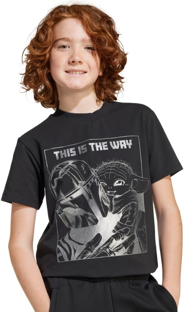 image:imageadidas Kids Star Wars Mandalorian Graphic TShirtBlackIron Metallic