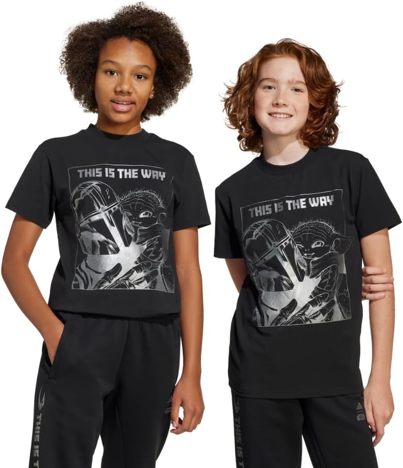 image:imageadidas Kids Star Wars Mandalorian Graphic TShirtBlackIron Metallic