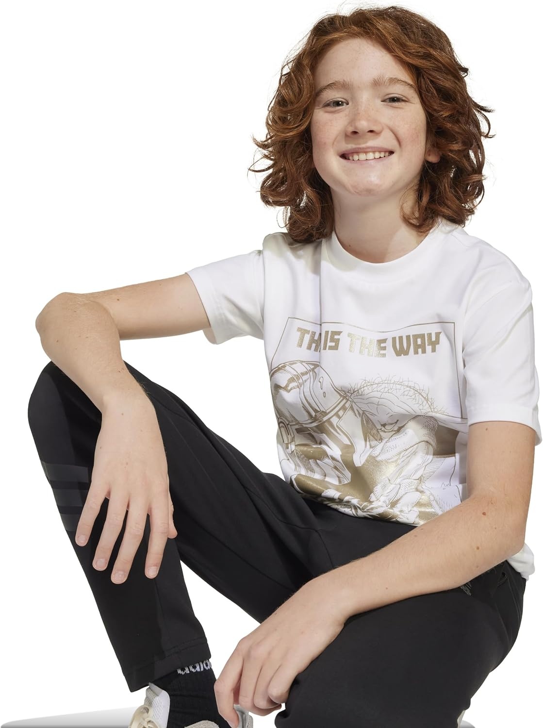 image:imageadidas Kids Star Wars Mandalorian Graphic TShirtWhiteCyber Metallic