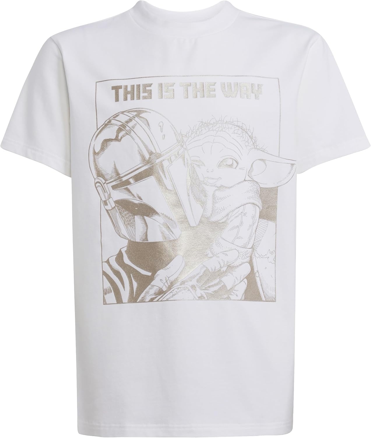 image:imageadidas Kids Star Wars Mandalorian Graphic TShirtWhiteCyber Metallic