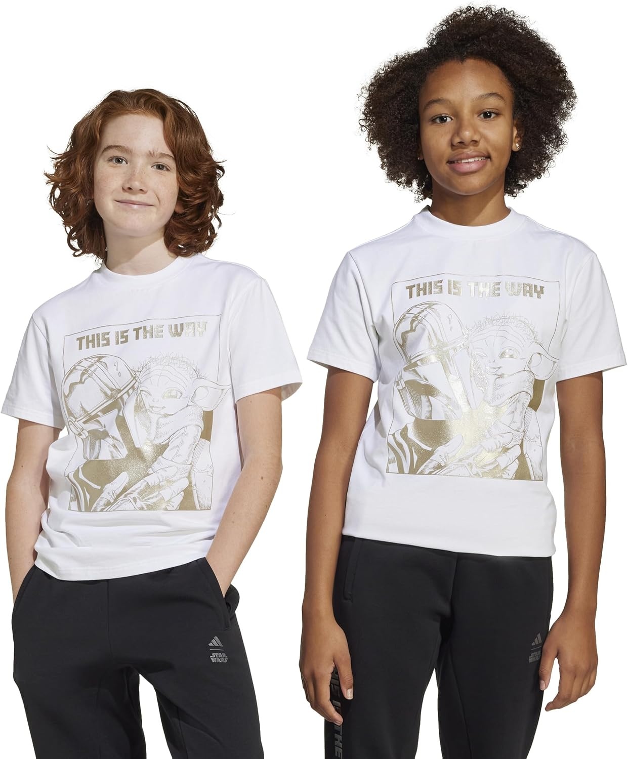 image:imageadidas Kids Star Wars Mandalorian Graphic TShirtWhiteCyber Metallic