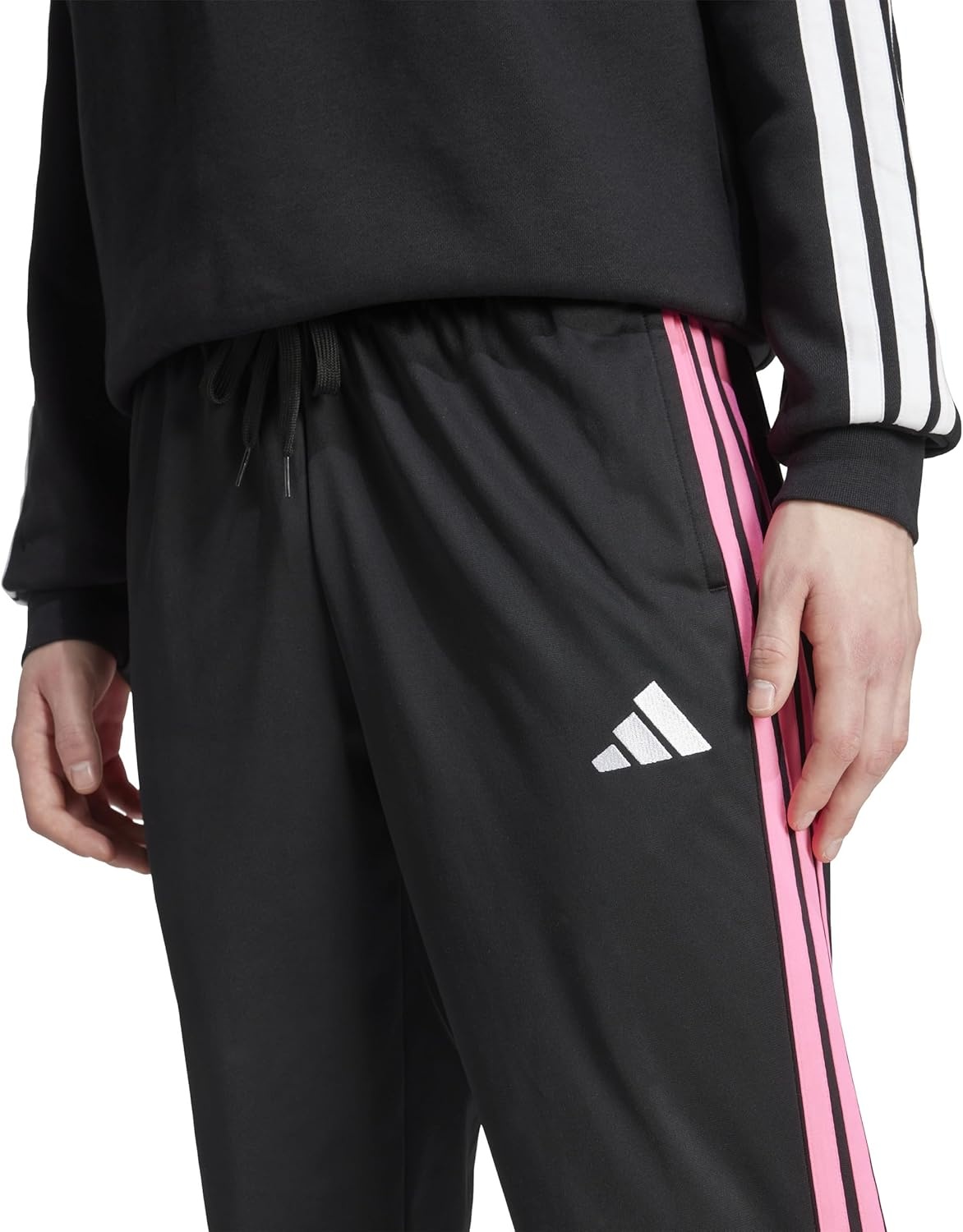 image:imageadidas Mens 3Stripes Tricot Open Hem Track PantsBlackLucid Pink