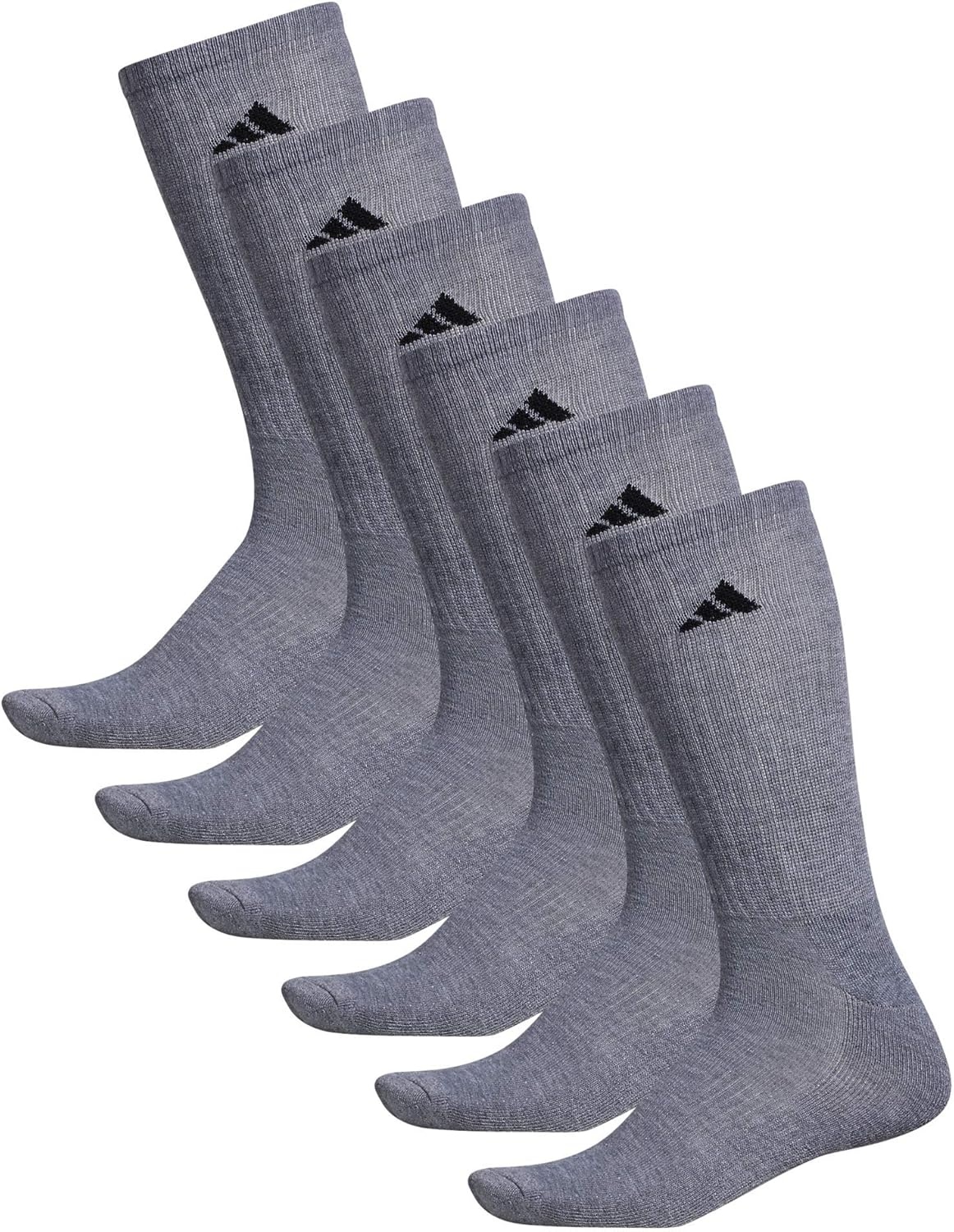 image:imageadidas Mens Athletic Cushioned Crew Socks 6 Pairs Durable amp ComfortableHeather GreyBlack