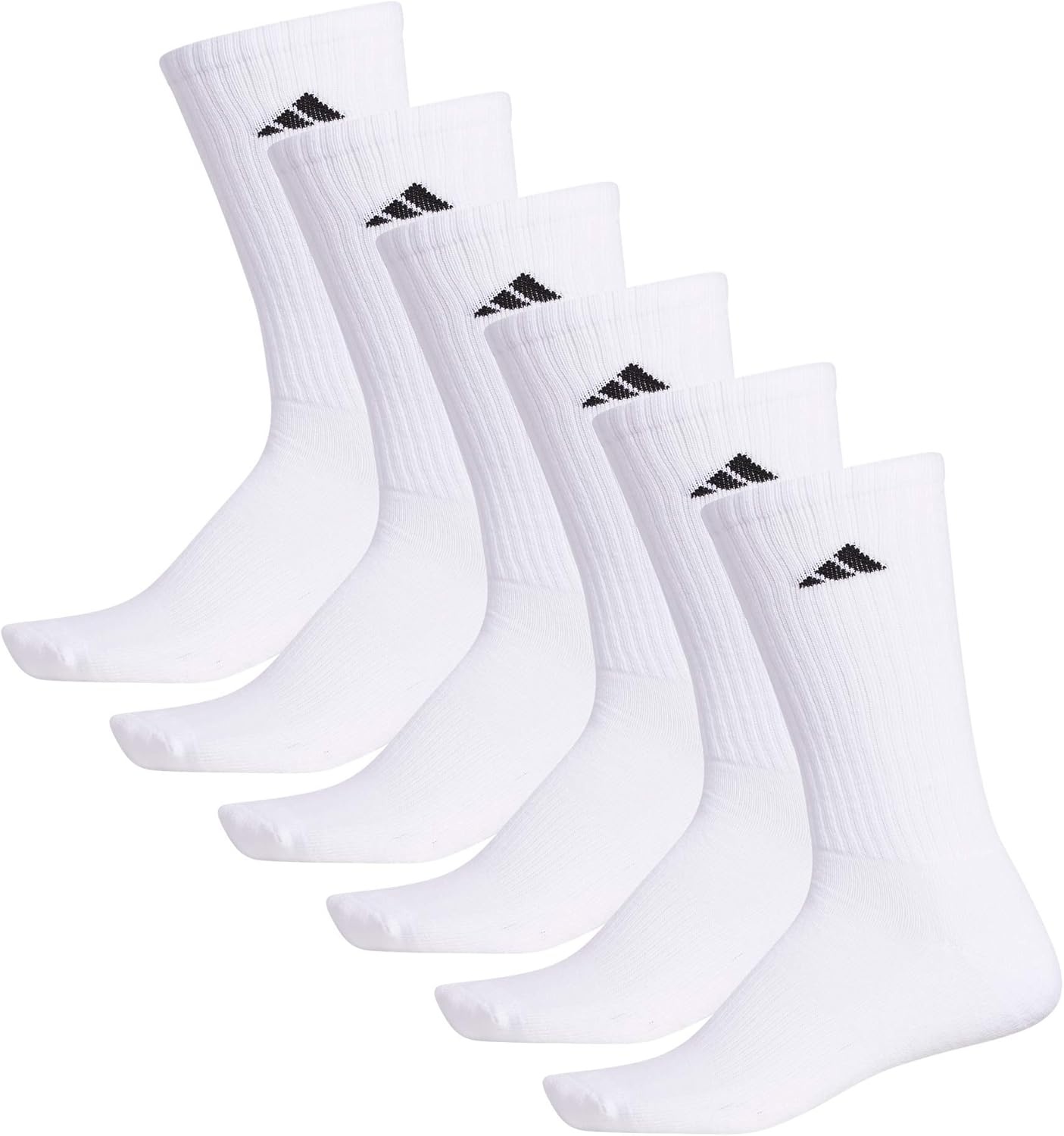 image:imageadidas Mens Athletic Cushioned Crew Socks 6 Pairs Durable amp ComfortableWhiteBlack
