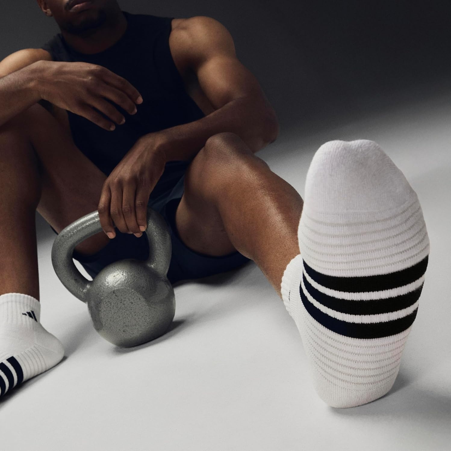 image:imageadidas Mens Cushioned Quarter Ankle Socks 3 Pairs Durable amp ComfortableBlackWhiteCarbon Grey4