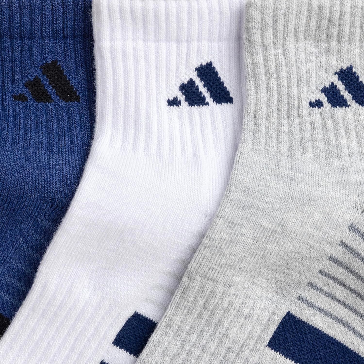 image:imageadidas Mens Cushioned Quarter Ankle Socks 3 Pairs Durable amp ComfortableDark BlueWhiteCool Light Heather4