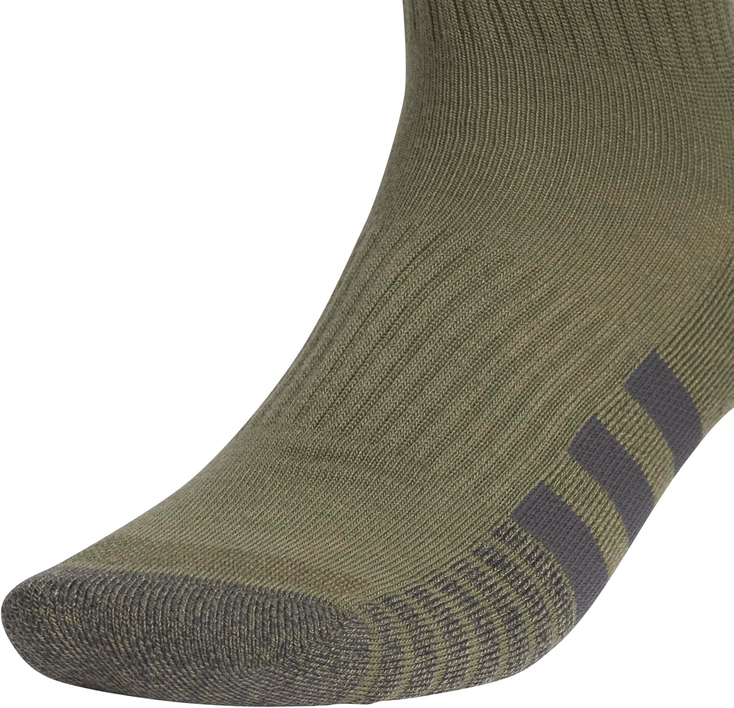image:imageadidas Mens Cushioned Quarter Ankle Socks 3 Pairs Durable amp ComfortableOlive Strata GreenWhiteOnix Grey3Color