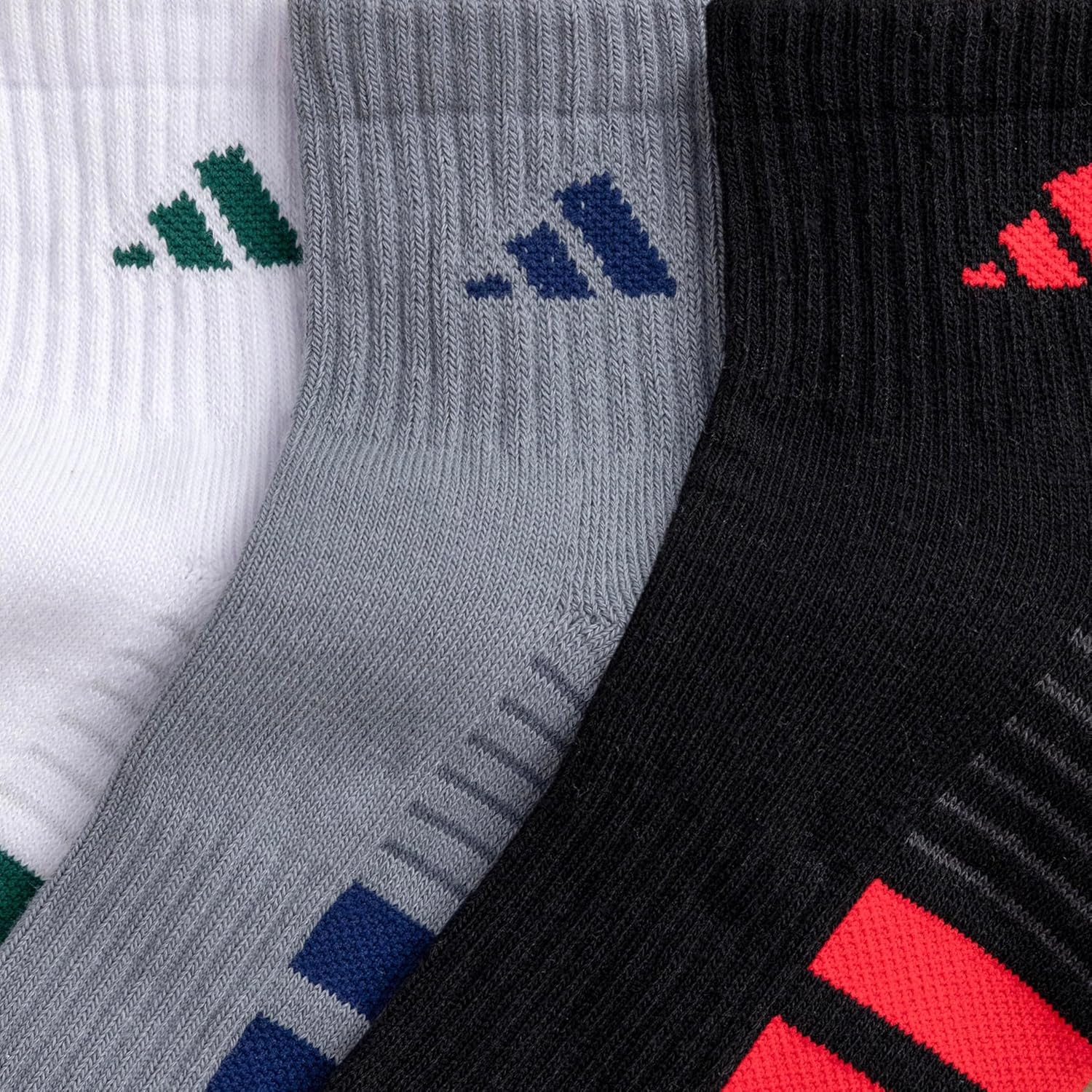 image:imageadidas Mens Cushioned Quarter Ankle Socks 3 Pairs Durable amp ComfortableWhiteCollegiate GreenBlack4