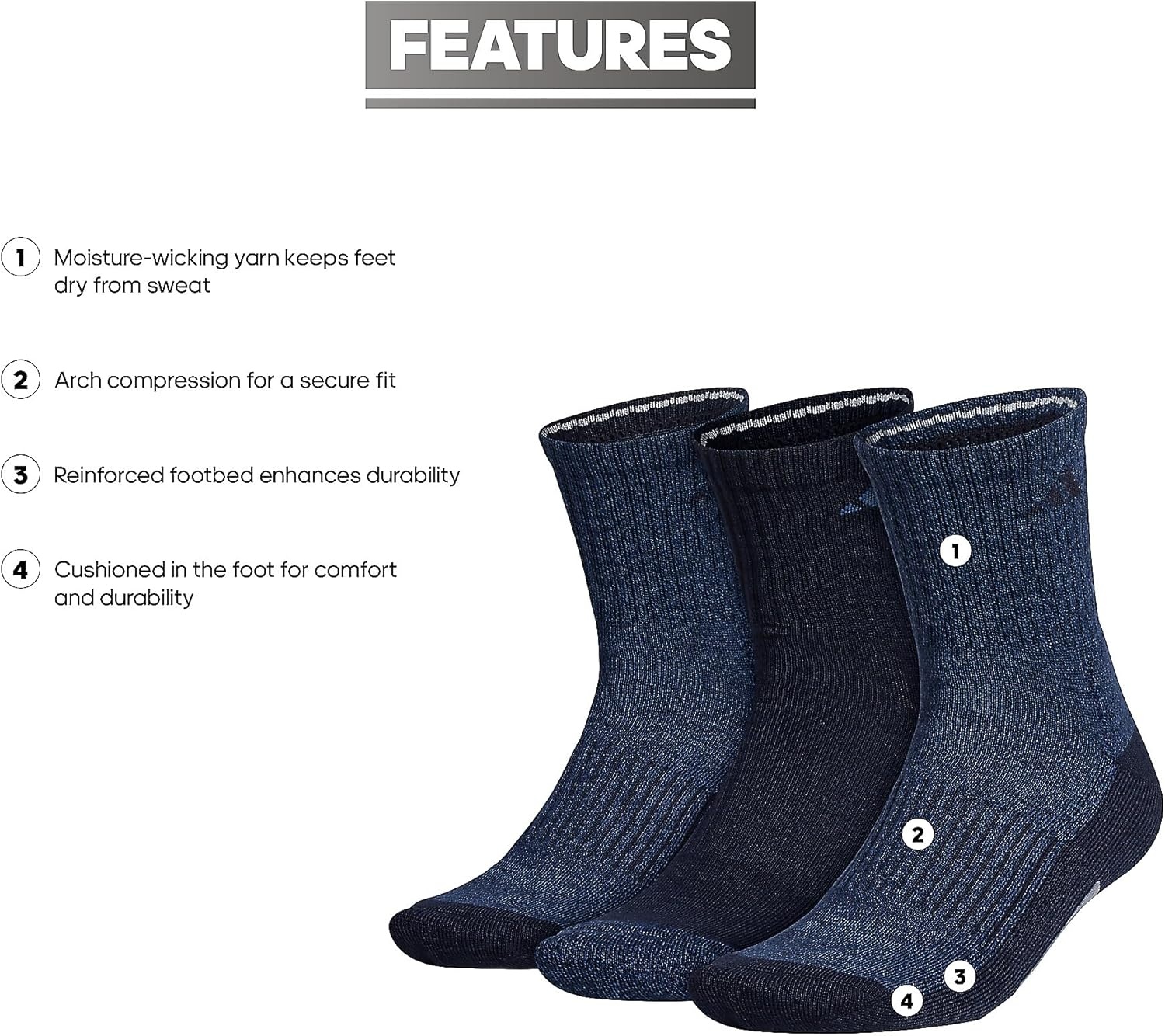image:imageadidas Mens Cushioned X Socks 3 Pairs Multiple Heights Durable amp ComfortableBlackOnix GreyGreyMidcrew3