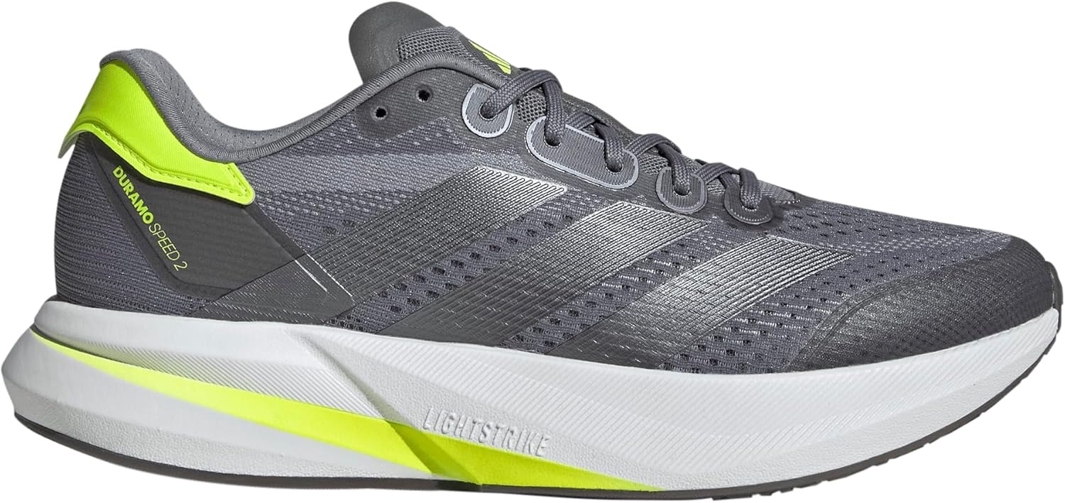 image:imageadidas Mens Duramo Speed 2 Running Sneakers Shoes WhiteGreyIron MetallicLucid Lemon