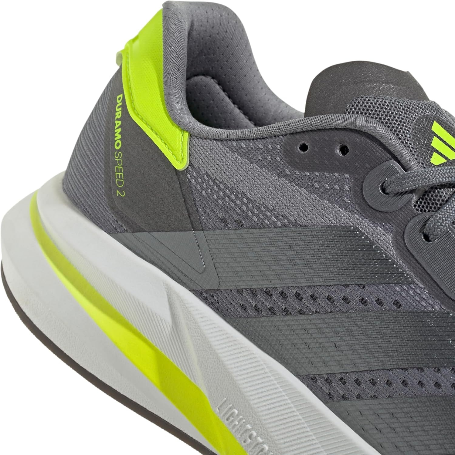 image:imageadidas Mens Duramo Speed 2 Running Sneakers Shoes WhiteGreyIron MetallicLucid Lemon