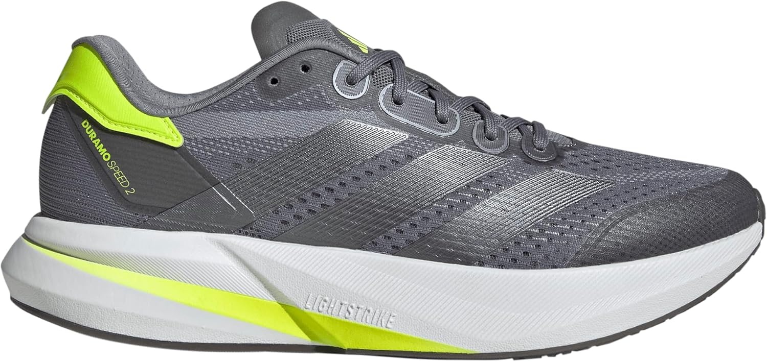 image:imageadidas Mens Duramo Speed 2 Running Sneakers Shoes WhiteGreyIron MetallicLucid Lemon