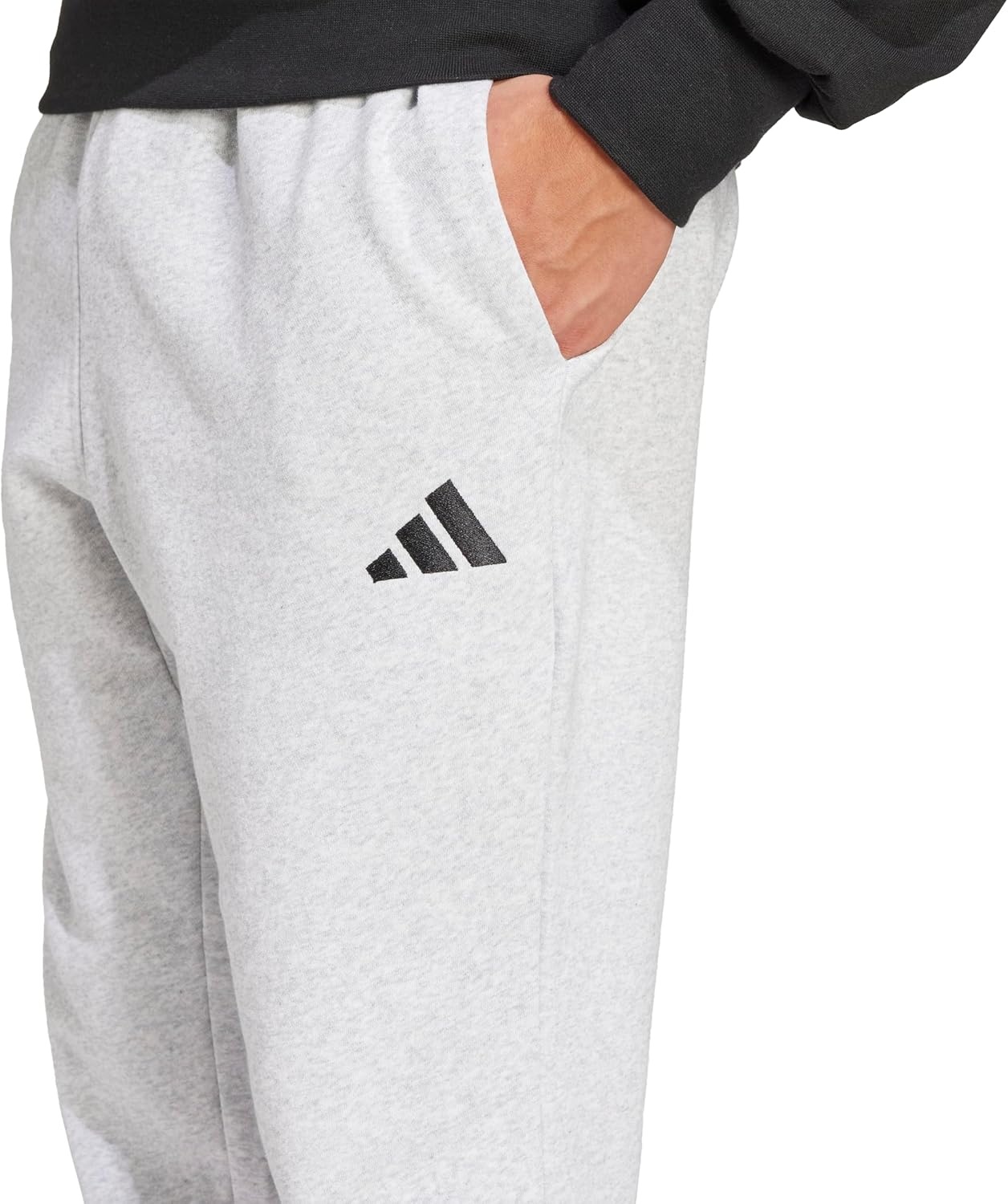 image:imageadidas Mens Essentials FeelCozy Fleece PantsLight Grey HeatherBlack