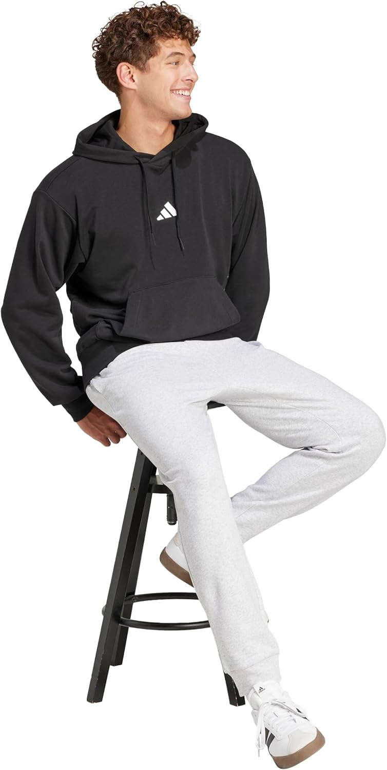 image:imageadidas Mens Essentials FeelCozy Fleece PantsLight Grey HeatherBlack