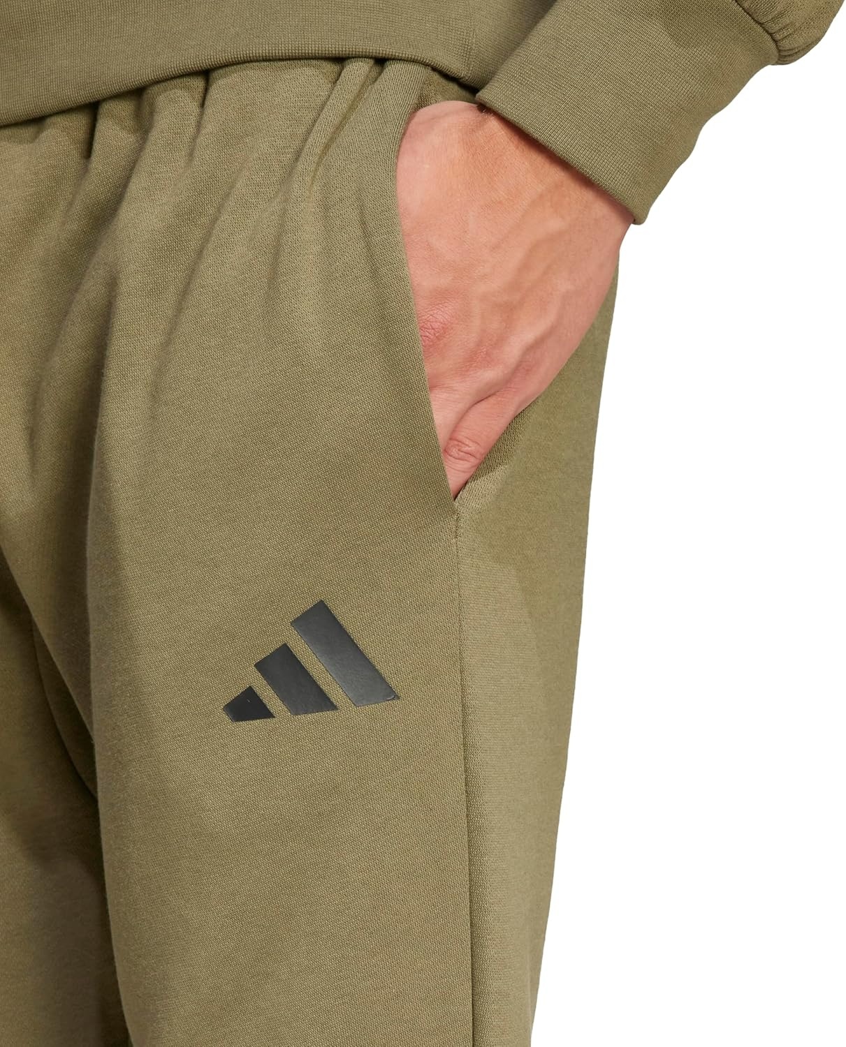 image:imageadidas Mens Essentials FeelCozy Fleece PantsOlive StrataBlack