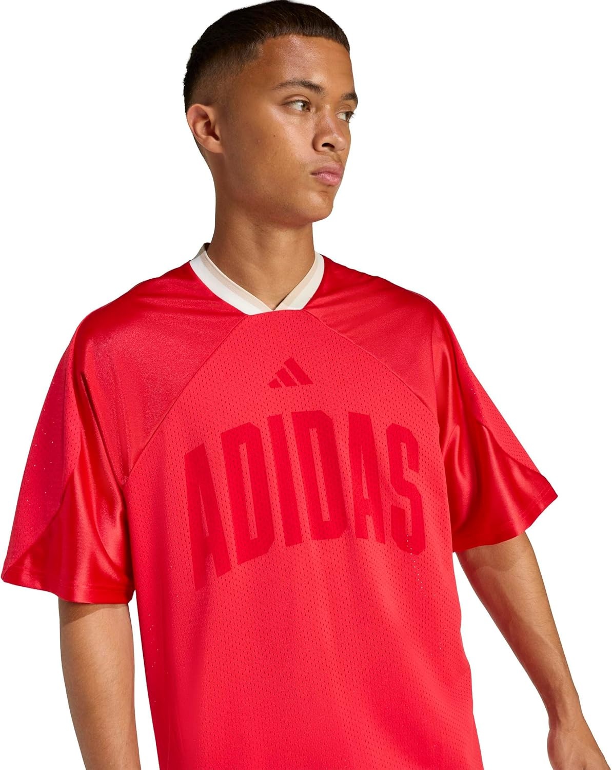 image:imageadidas Mens Stadium Graphic Mesh TShirtPure RubyOff WhiteCrystal Linen