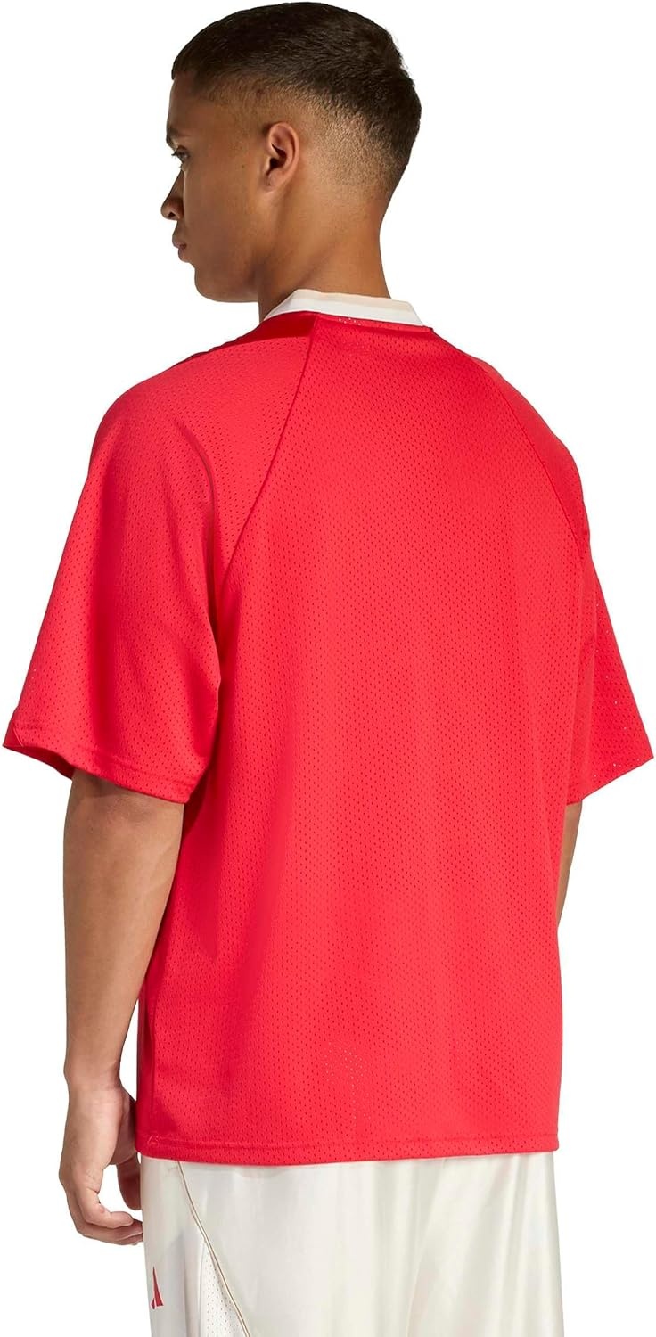 image:imageadidas Mens Stadium Graphic Mesh TShirtPure RubyOff WhiteCrystal Linen