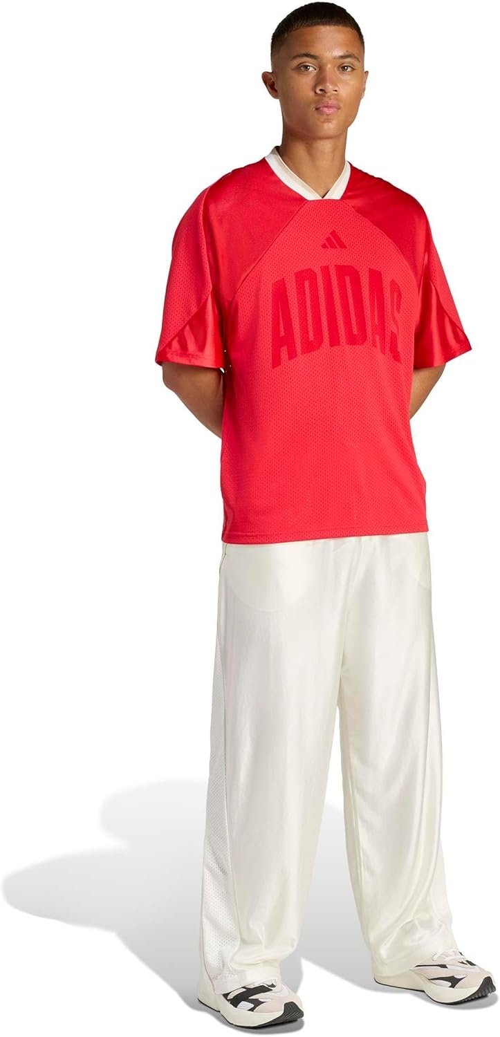 image:imageadidas Mens Stadium Graphic Mesh TShirtPure RubyOff WhiteCrystal Linen