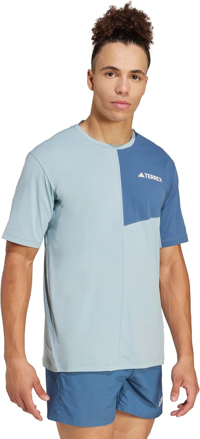 image:imageadidas Mens Terrex Multi Climacool Crew Neck Short Sleeve Athletic Casual Tops Casual BlueMagic Grey